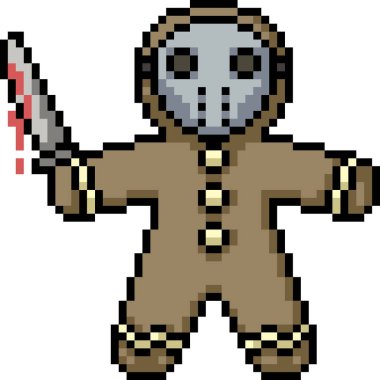 Vektör pikseli sanat. Kurabiye katili izole çizgi film.