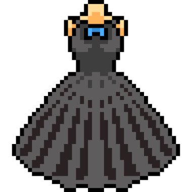 vektör piksel resim siyah elbise izole çizgi film