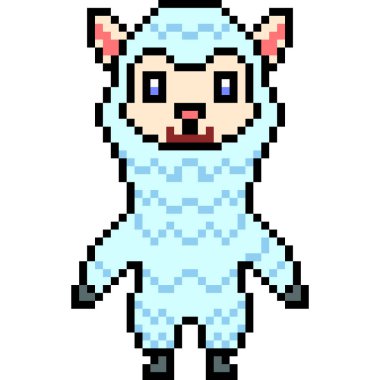 vektör piksel sanat alpaka izole edildi