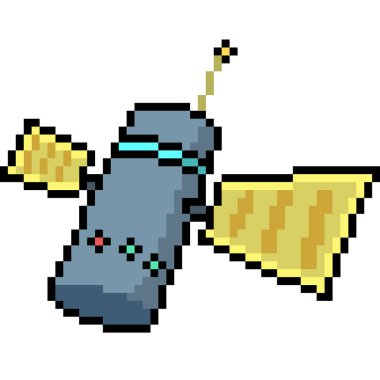 vektör piksel sanat uydusu izole edilmiş çizgi film