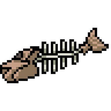 vektör piksel sanat balığı kemiği izole edilmiş çizgi film