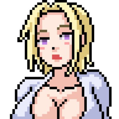 vektör piksel sanat anime kız izole cartoo