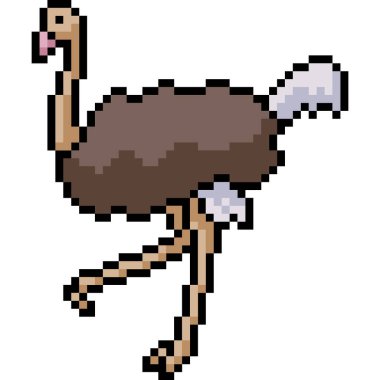 vektör piksel sanat devekuşu izole edilmiş çizgi film