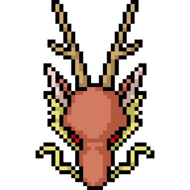 vektör piksel sanat ejderhası kafası izole edilmiş çizgi film