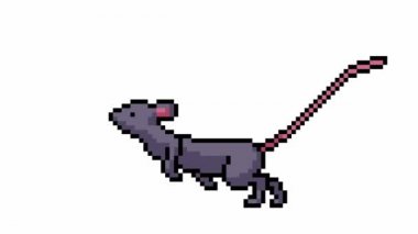 animasyon piksel sanatı izole edilmiş çizgi film faresi çalışma döngüsü