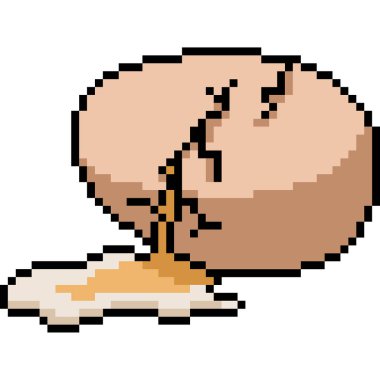 Vektör piksel sanatı çiğ yumurta izole çizgi film