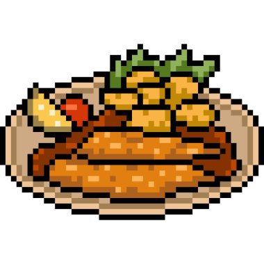 vektör piksel sanat hamuru ızgara biftek izole