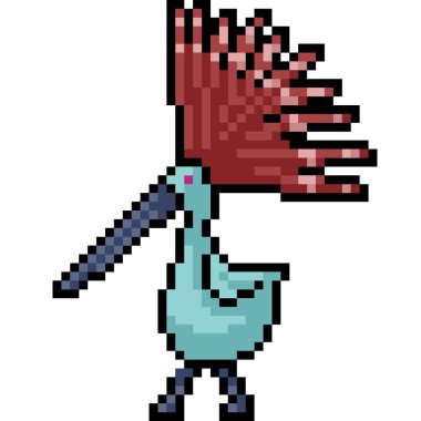 Vektör piksel sanat kuşu izole çizgi film yürüyüşü