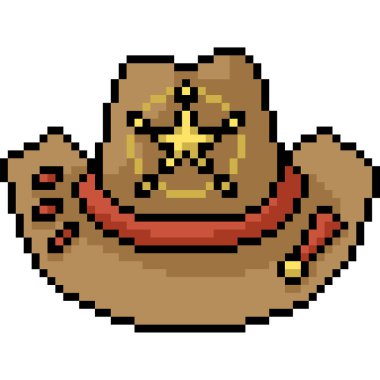 vektör piksel sanat weatern şapka izole çizgi film