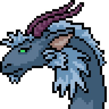 Vektör piksel sanat canavarı kafası izole edilmiş karikatür