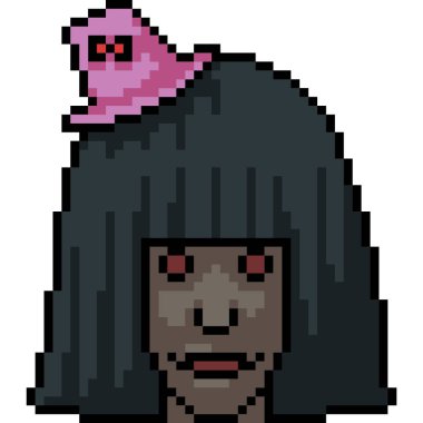 Vektör pikselli sanat eseri hayalet kız da izole edilmiş.