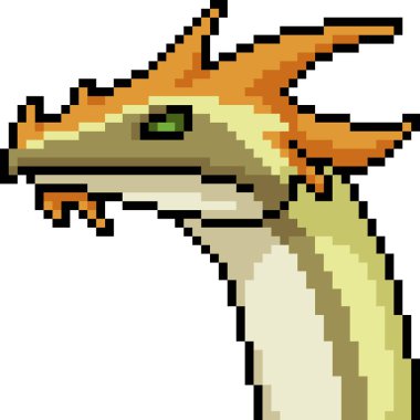 Vektör piksel sanat canavarı kafası izole edilmiş karikatür