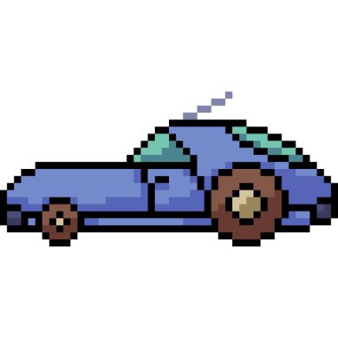 Vektör pikselli araba oyuncağı izole edilmiş çizgi film