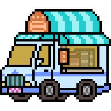 Vektör pikselci dükkanı kamyonu izole edildi