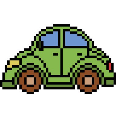 vektör piksel sanat böceği arabası izole edilmiş çizgi film