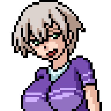 vektör piksel sanat anime kız izole çizgi film