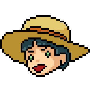 Vektör piksel çocuk kafa karikatürü izole edildi