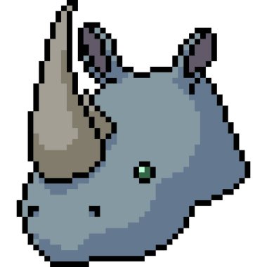 Vektör pikseli gergedan izole edilmiş karikatür