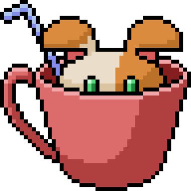 kupa izole çizgi filmdeki vektör pikseli evcil hayvan