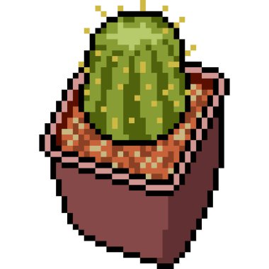 Vektör piksel sanat kaktüsü tenceresi izole edilmiş çizgi film