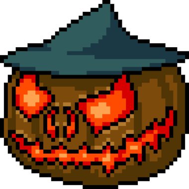 Vektör piksel sanat ürkütücü balkabağı izole edilmiş kabak arabası