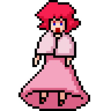 Vektör piksel sanatsal kız bebek izole edilmiş çizgi film