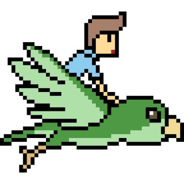 vektör piksel sanatsal adam kuş biner