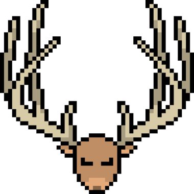 Vektör piksel sanat geyiği kafası izole edilmiş çizgi film