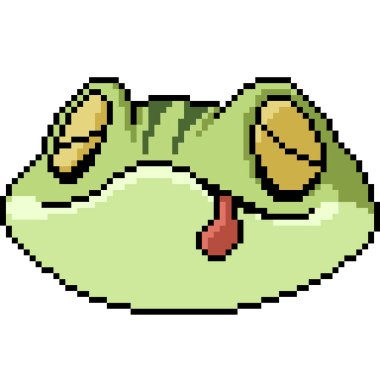 Vektör piksel sanatı izole edilmiş kurbağa kafası