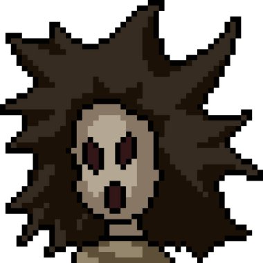 Vektör pikselli sanat eseri hayalet kız da izole edilmiş.