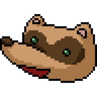 vektör pikseli sanat rakun kafası izole edilmiş çizgi film