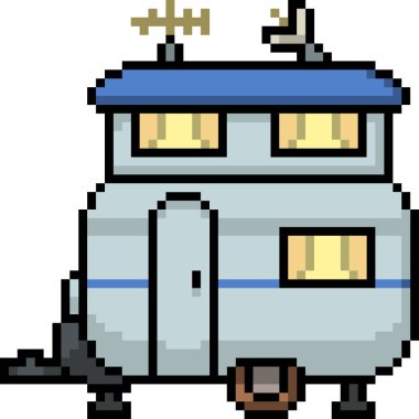 Vektör pikselli araba evi karikatürü izole edildi