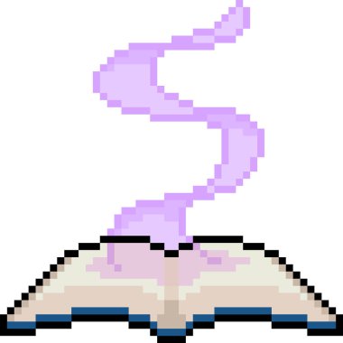 vektör piksel resim sihirli kitap izole çizgi film