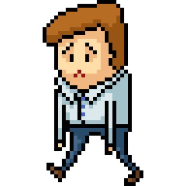 Vektör piksel sanatçısı izole edilmiş çizgi filmi depresif hale getir