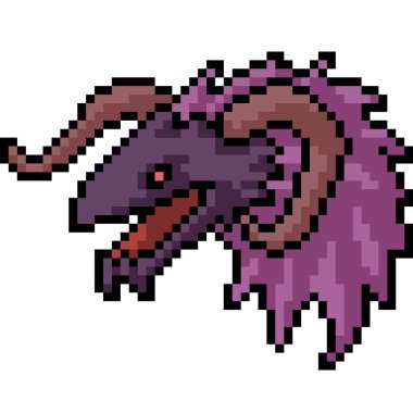 Vektör piksel sanat canavarı kafası izole edilmiş karikatür