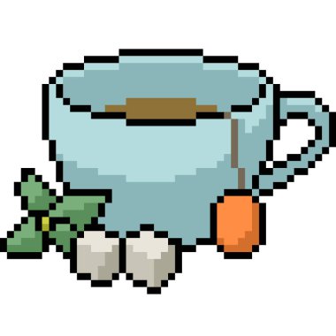 vektör piksel sanat çayı izole edilmiş çizgi film seti