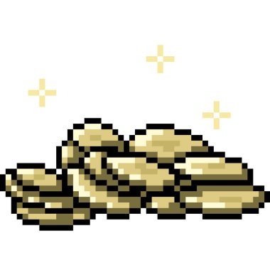 Vektör piksel sanat altın sikkesi izole edilmiş çizgi film