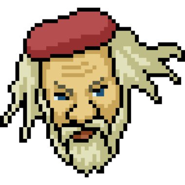 vektör piksel sanatı yaşlı adam izole edilmiş çizgi filmle karşı karşıya