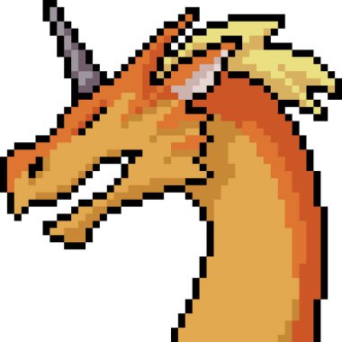 Vektör piksel sanat canavarı kafası izole edilmiş karikatür