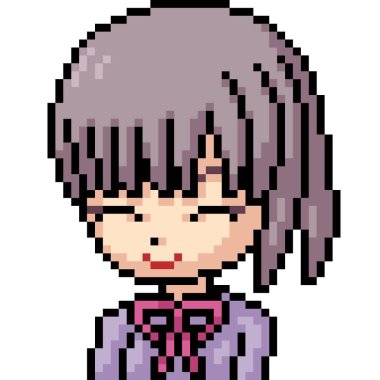 vektör piksel sanat anime kız izole çizgi film