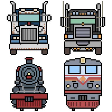 Kamyon ve trenin piksel sanatı