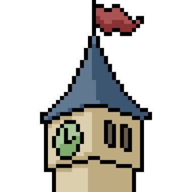 vektör piksel sanat saat kulesi izole çizgi film