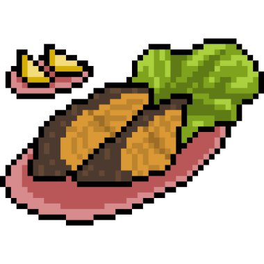 vektör piksel sanat yemeği biftek balığı izole