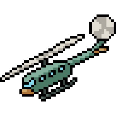 Vektör piksel sanat helikopteri izole edilmiş çizgi film