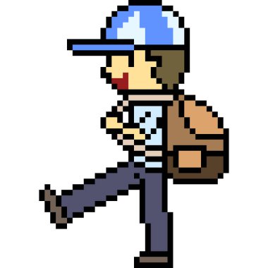 Vektör pikseli çocuk yalnız yürüyecek