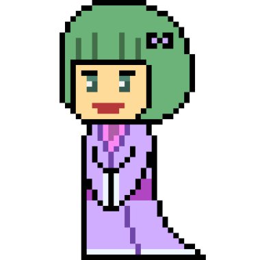 vektör piksel resim karikatür kızı elbisesi izole edildi