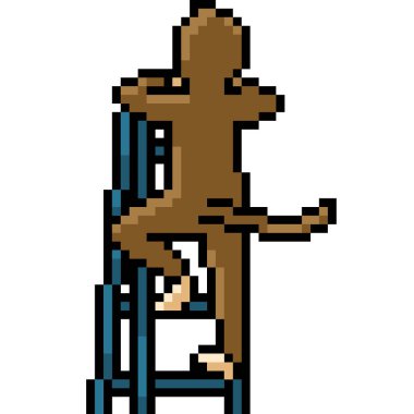 Vektör piksel sanat canavarı izole edilmiş çizgi film