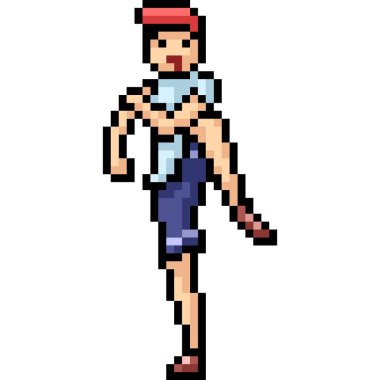 Vektör piksel sanatçısı çocuk karikatürü izole etti