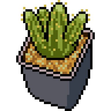 Vektör piksel sanat kaktüsü tenceresi izole edilmiş çizgi film