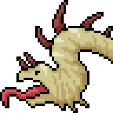 Vektör piksel sanat canavarı kafası izole edilmiş karikatür